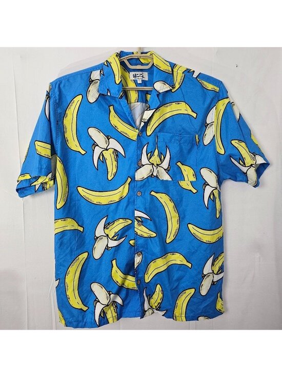 Uzzi Other - Uzzi Button Up Shirt Mens L Blue Short Sleeve Graphic Print Top Beach Peasant